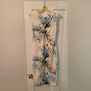 Ted Baker Gold Embellished Sleeveless Sheath Midi Dress